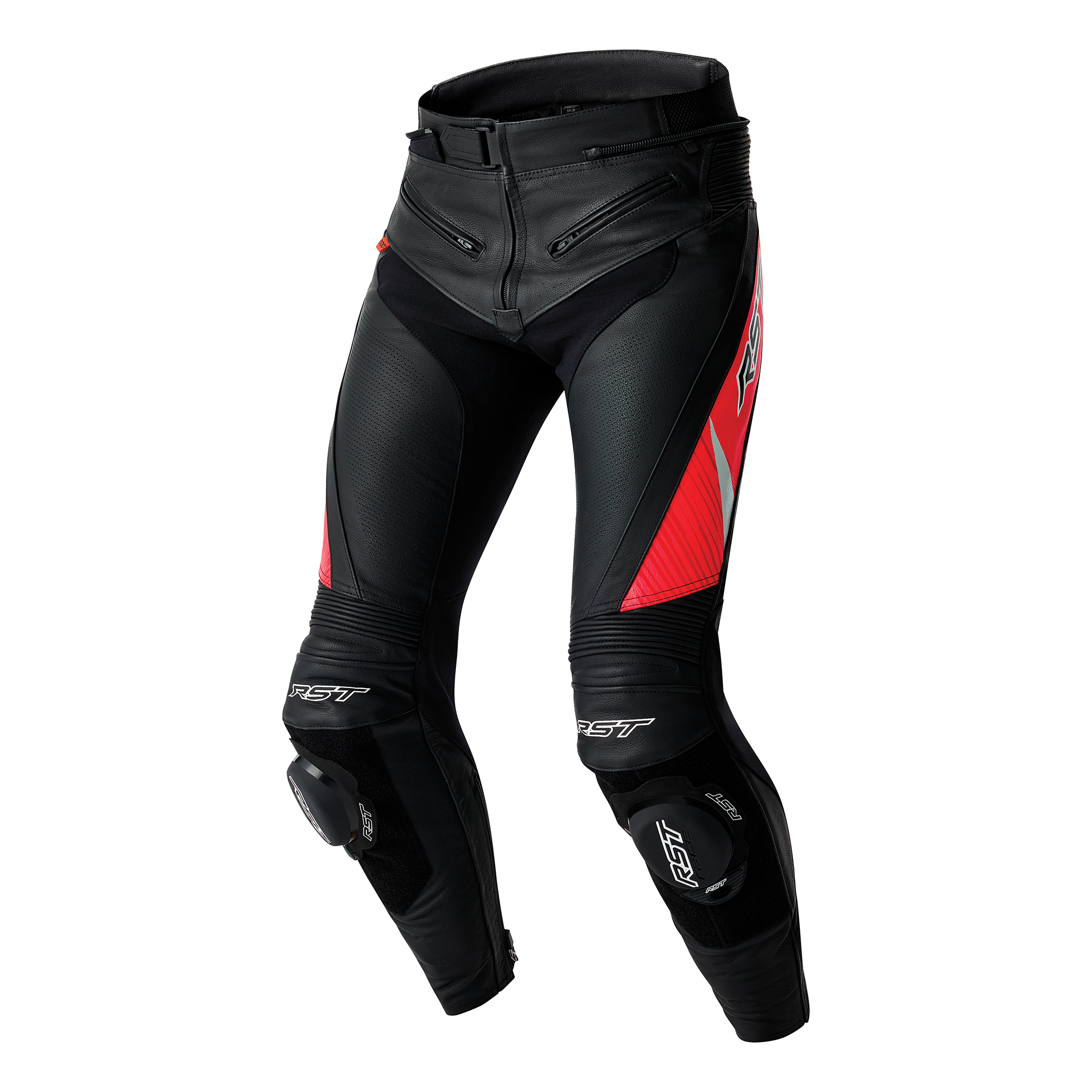 RST Tractech Evo D3O Leather Trouser Black / Fluo Red - FREE UK Shipping, FREE 365 Day Returns | Moto Central