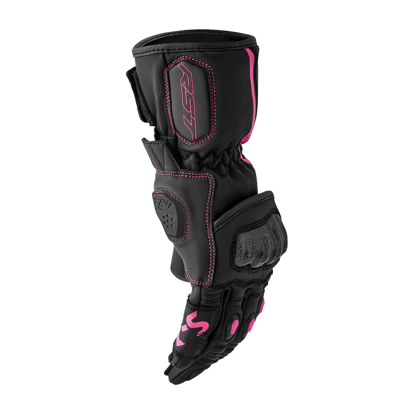 RST S1 Ladies Leather Gloves Black / Fluo Pink - FREE UK Shipping, FREE 365 Day Returns | Moto Central