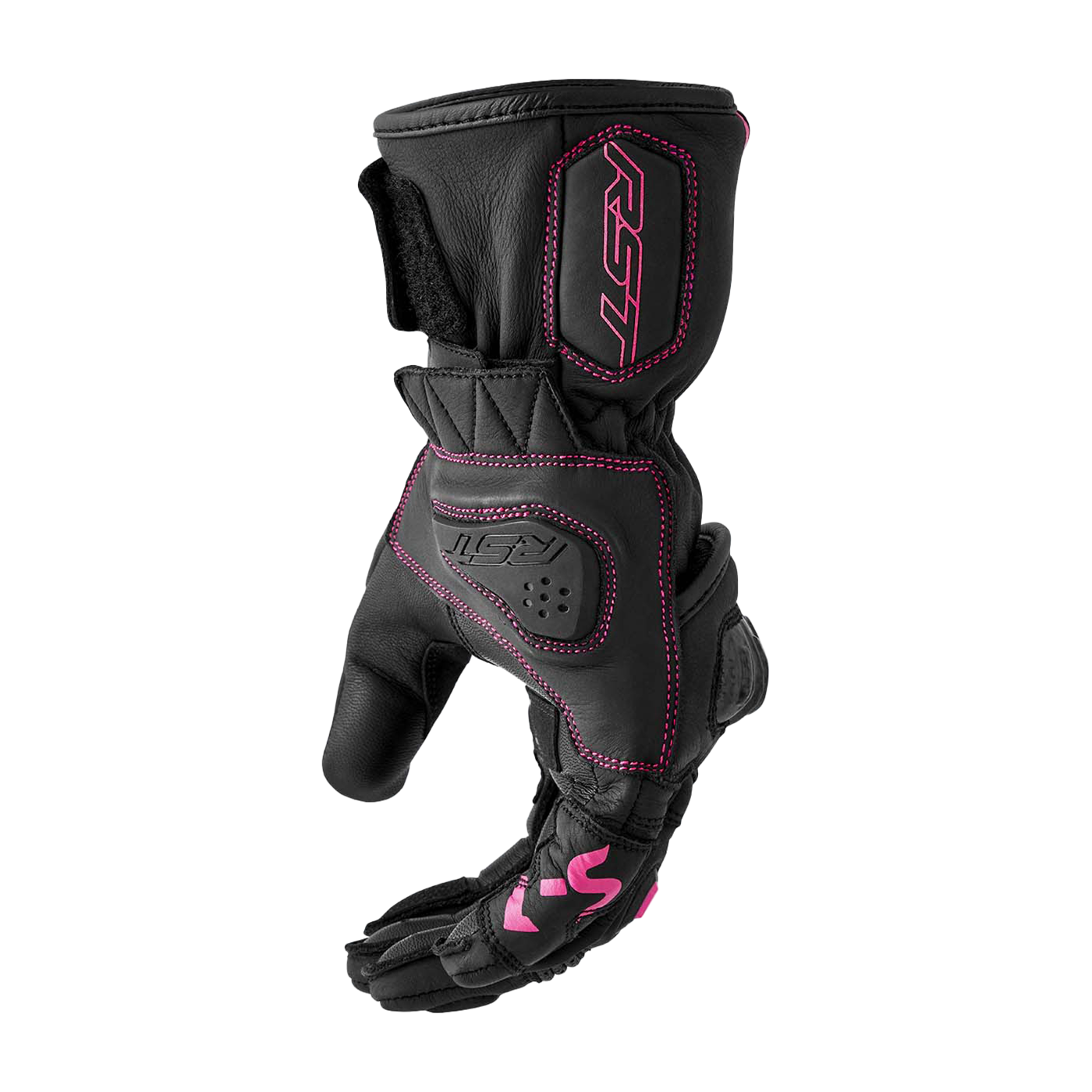 RST S1 Ladies Leather Gloves Black / Fluo Pink - FREE UK Shipping, FREE 365 Day Returns | Moto Central