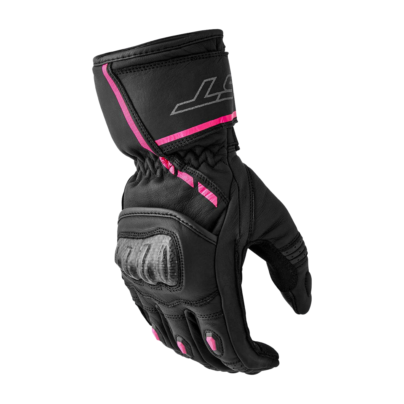RST S1 Ladies Leather Gloves Black / Fluo Pink - FREE UK Shipping, FREE 365 Day Returns | Moto Central
