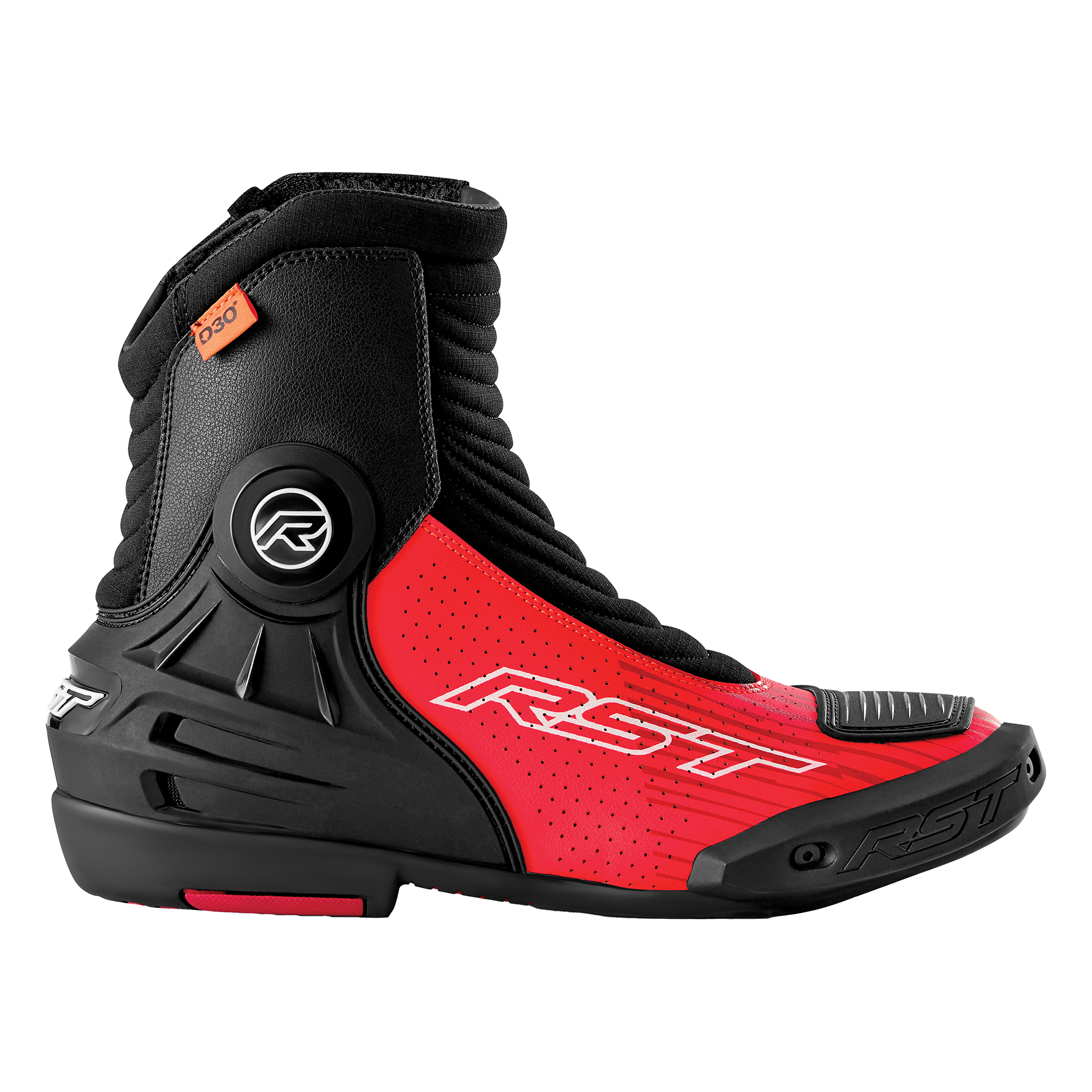 RST Tractech Evo Short D3O Boots Black / Fluo Red - FREE UK Shipping, FREE 365 Day Returns | Moto Central