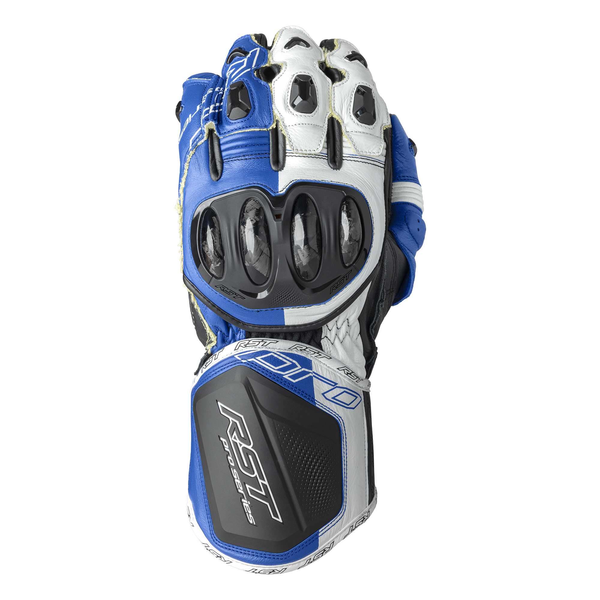 RST Pro Series GP D3O Leather Gloves Blue / White - FREE UK Shipping, FREE 365 Day Returns | Moto Central