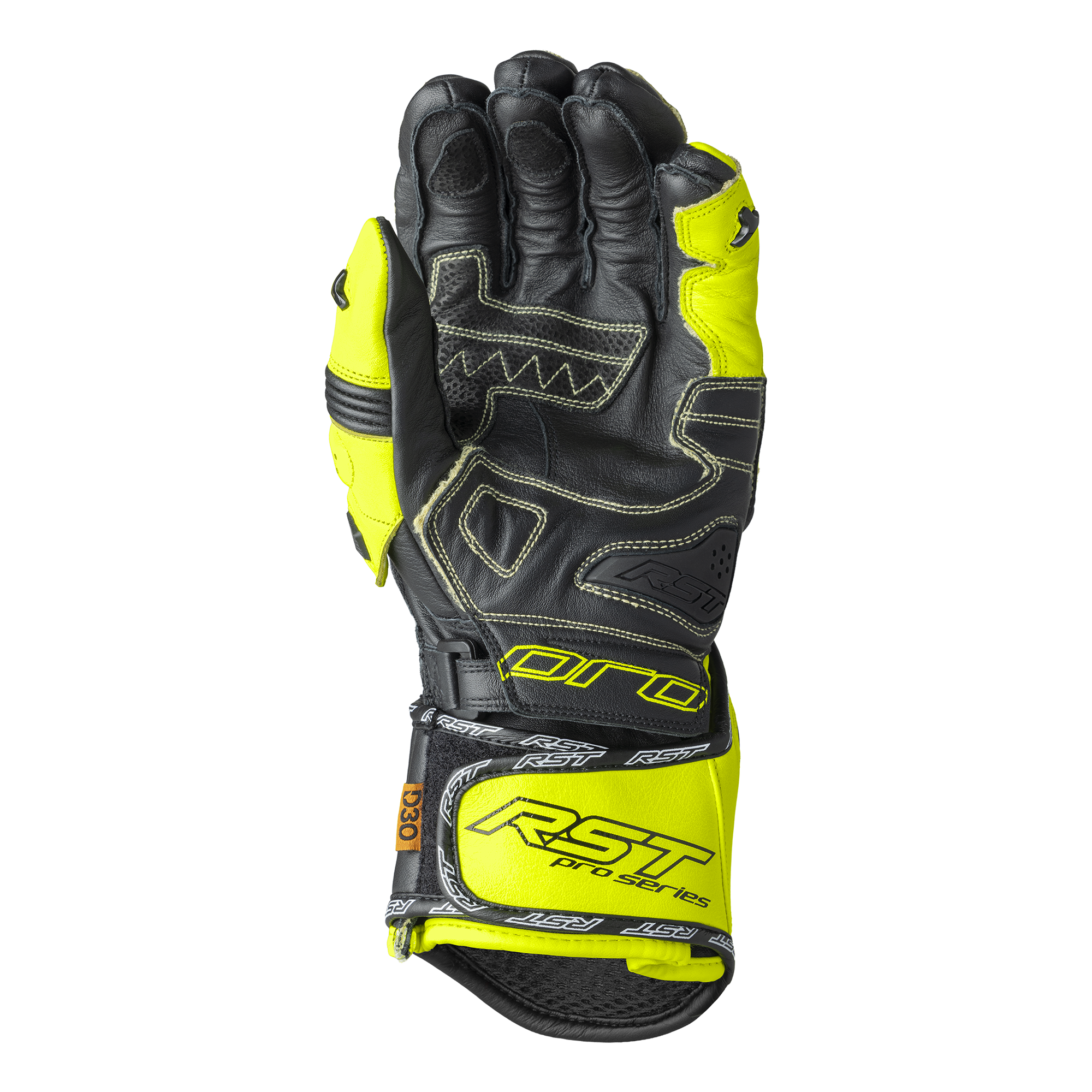 RST Pro Series GP D3O Leather Gloves Black / Fluo Yellow - FREE UK Shipping, FREE 365 Day Returns | Moto Central