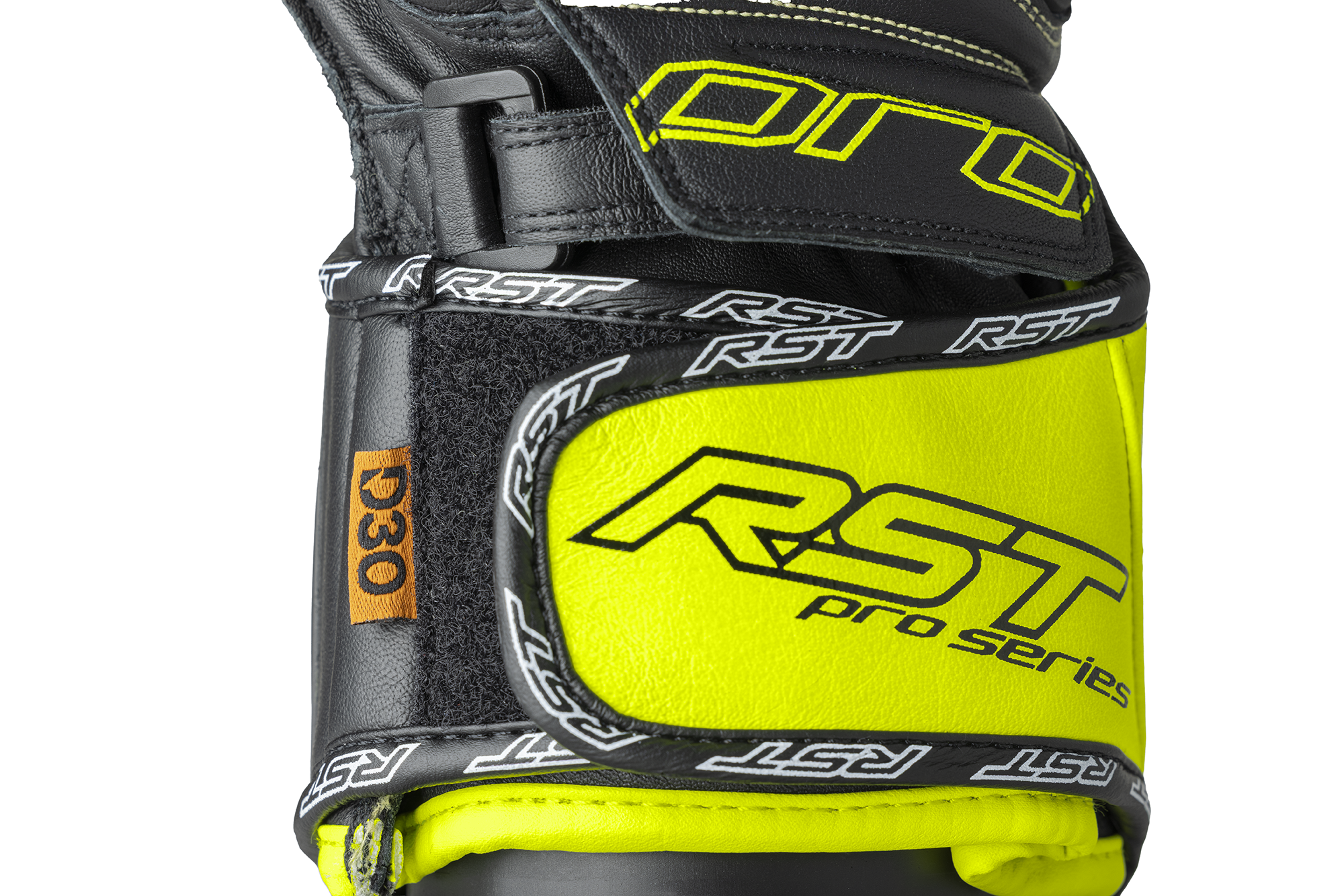 RST Pro Series GP D3O Leather Gloves Black / Fluo Yellow - FREE UK Shipping, FREE 365 Day Returns | Moto Central