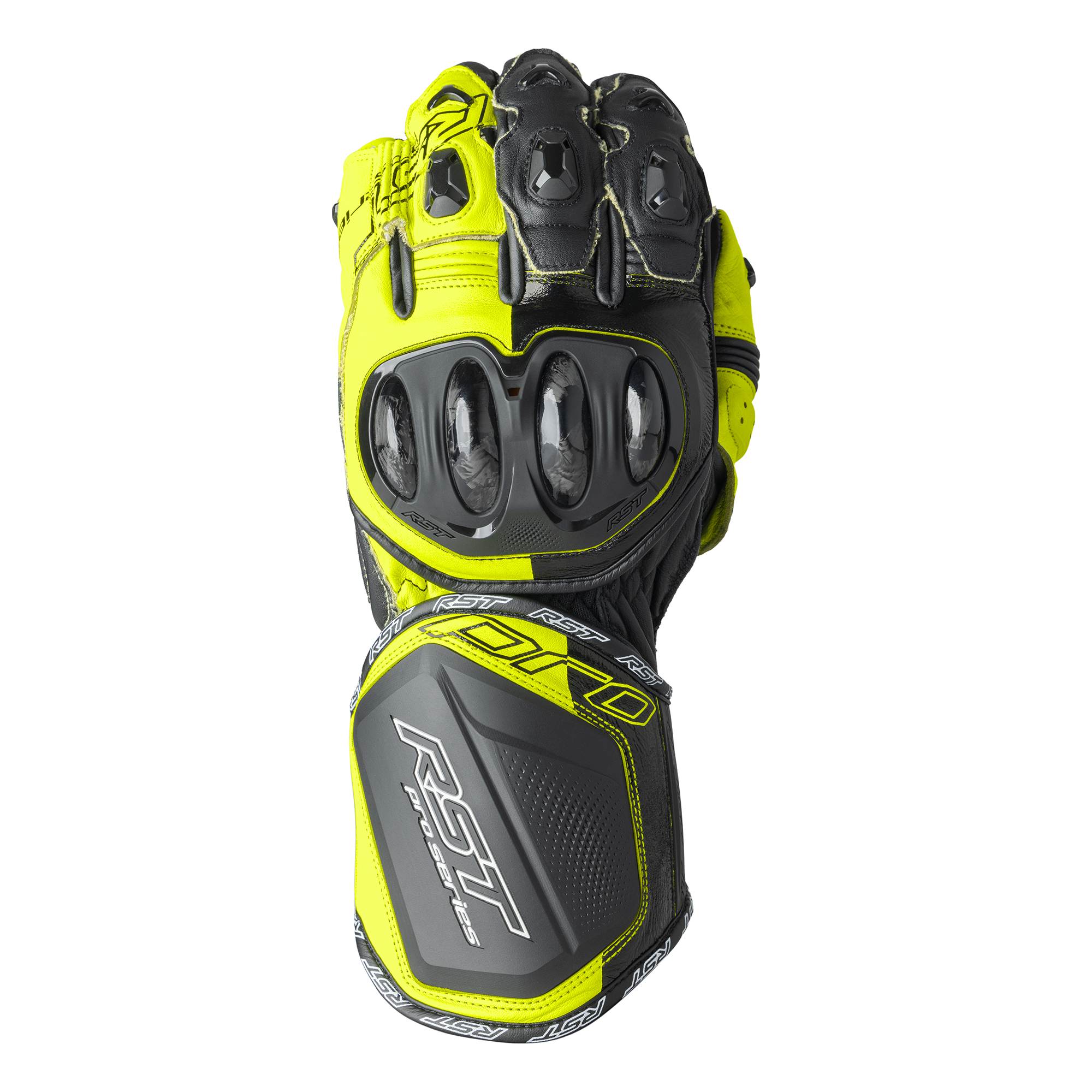 RST Pro Series GP D3O Leather Gloves Black / Fluo Yellow - FREE UK Shipping, FREE 365 Day Returns | Moto Central