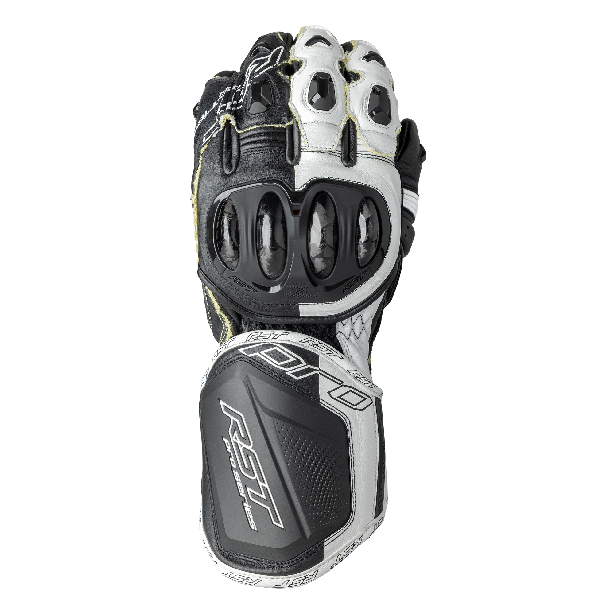 RST Pro Series GP D3O Leather Gloves Black / White - FREE UK Shipping, FREE 365 Day Returns | Moto Central