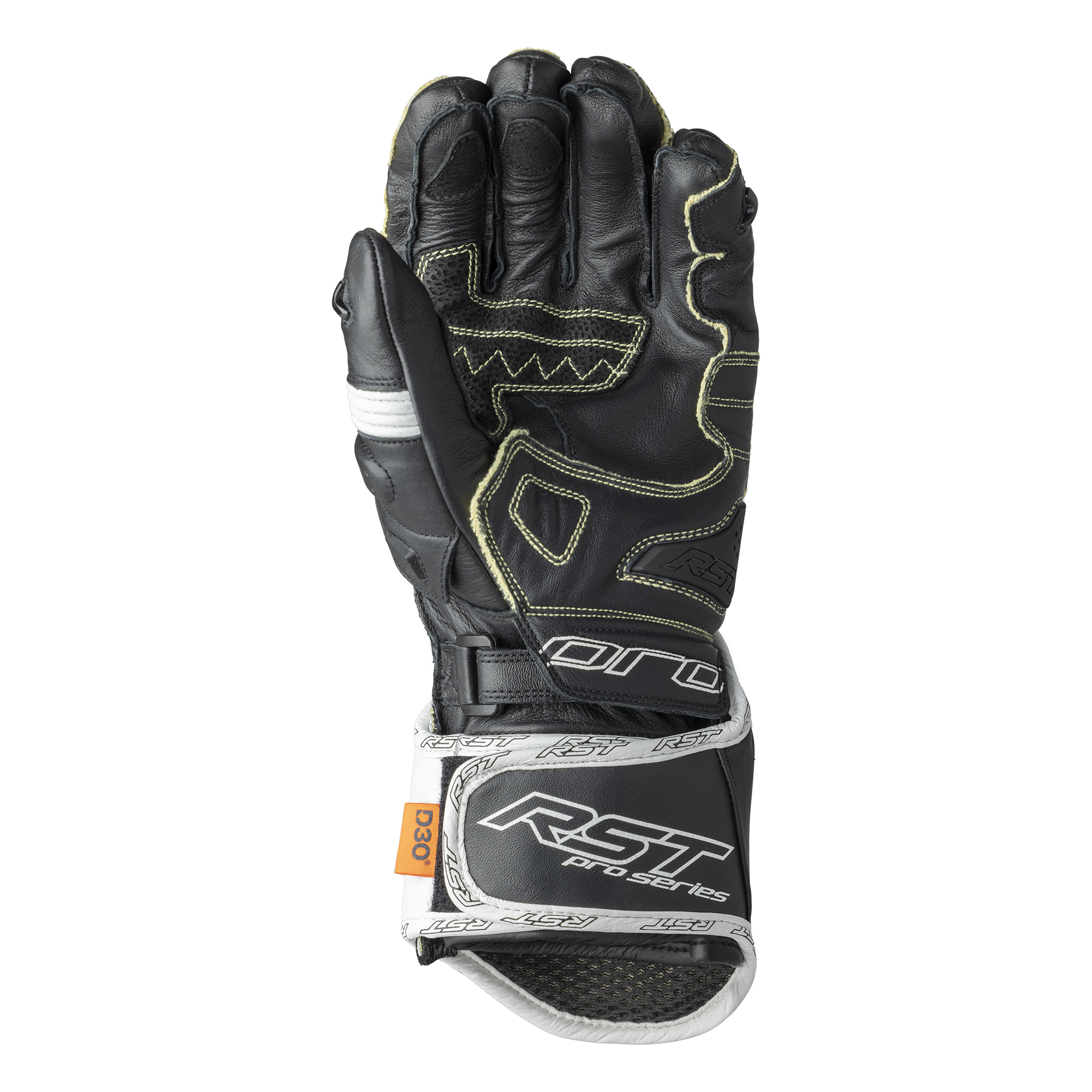 RST Pro Series GP D3O Leather Gloves Black / White - FREE UK Shipping, FREE 365 Day Returns | Moto Central
