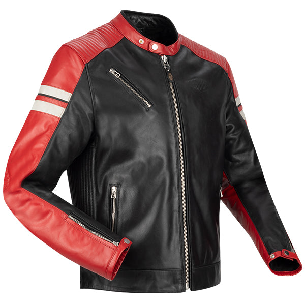 Segura Romeo Leather Jacket Black / Red FREE UK Delivery, FREE 365 Day Returns | Moto Central