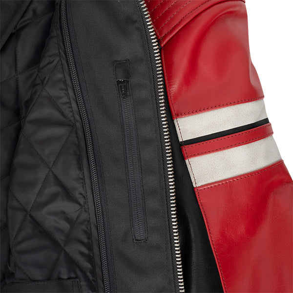 Segura Romeo Leather Jacket Black / Red FREE UK Delivery, FREE 365 Day Returns | Moto Central