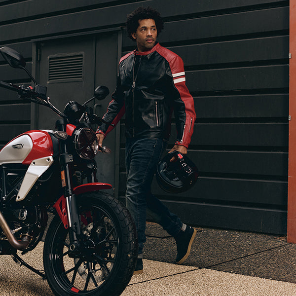 Segura Romeo Leather Jacket Black / Red FREE UK Delivery, FREE 365 Day Returns | Moto Central