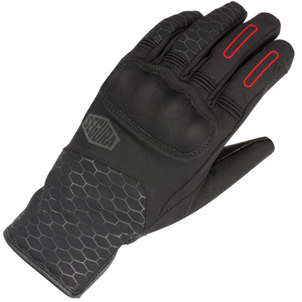 Segura Natcho Ladies Textile Gloves Black / Red FREE UK Delivery, FREE 365 Day Returns | Moto Central