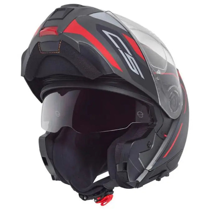 Schuberth C5 Omega Anthracite - open-front three-quarter view