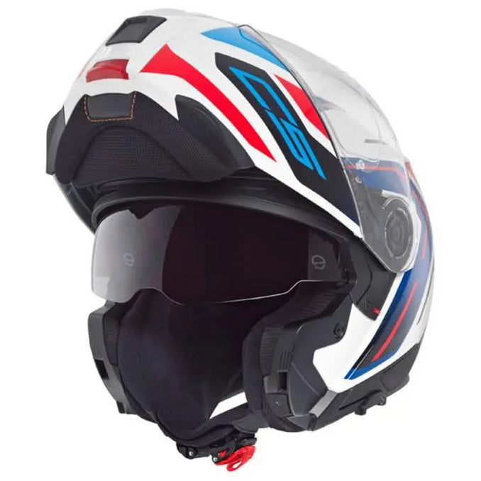 Schuberth C5 Omega White - open-front three-quarter view