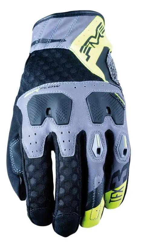 Five TFX-3 Airflow Textile Gloves Grey / Yellow FREE UK Delivery, FREE 365 Day Returns ; Moto Central