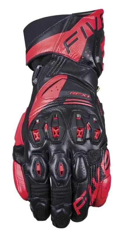 Five RFX1 Evo Leather Gloves Black / Fluo Red FREE UK Delivery, FREE 365 Day Returns ; Moto Central