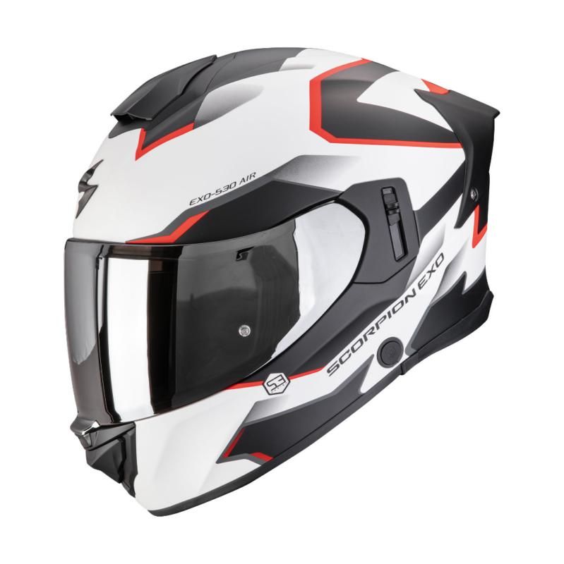 Scorpion Exo 530 Clip Matt White / Black / Red - FREE UK Delivery, FREE 365 Day Returns | Moto Central