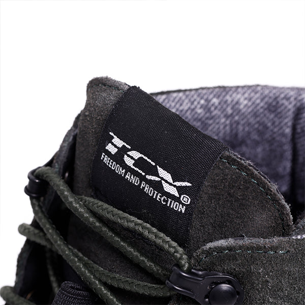 TCX Dartwood Tex Short Boots Green / White, tongue and lace detail