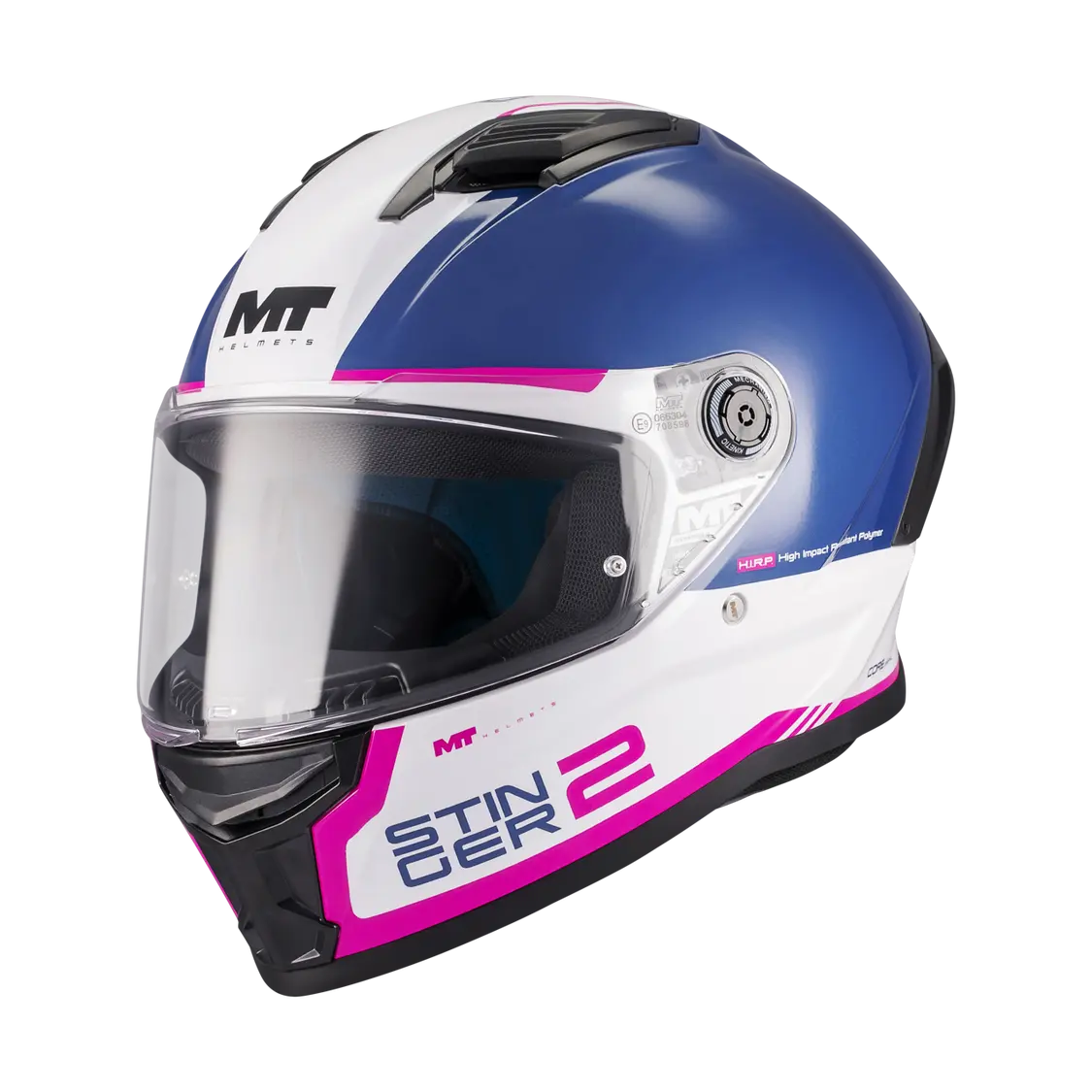 MT Helmet Stinger 2 Core A8 Gloss Navy / White / Pink FREE UK Delivery, FREE 365 Day Returns | Moto Central
