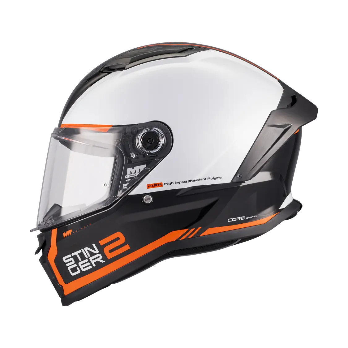 MT Helmet Stinger 2 Core B0 Gloss Black / White / Orange FREE UK Delivery, FREE 365 Day Returns | Moto Central