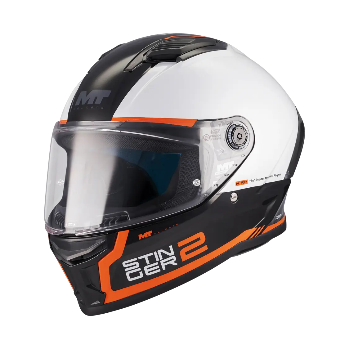 MT Helmet Stinger 2 Core B0 Gloss Black / White / Orange FREE UK Delivery, FREE 365 Day Returns | Moto Central