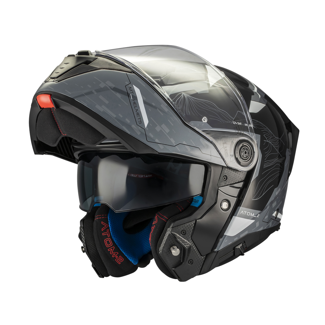 MT Helmet Atom 2 SV Highlands C2 Gloss Black / Grey / White FREE UK Delivery, FREE 365 Day Returns | Moto Central