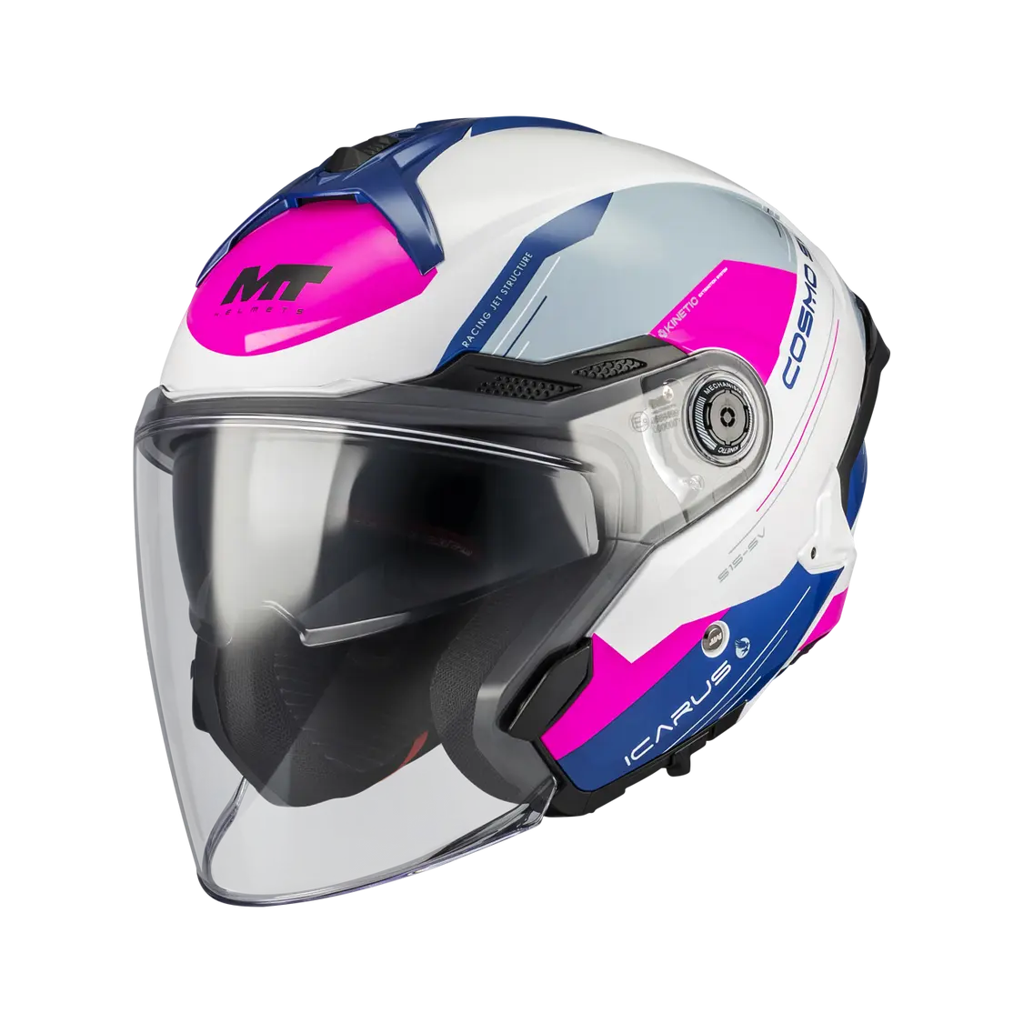 MT Helmet Cosmo SV Icarus A8 Gloss White / Grey / Pink / Navy FREE UK Delivery, FREE 365 Day Returns | Moto Central