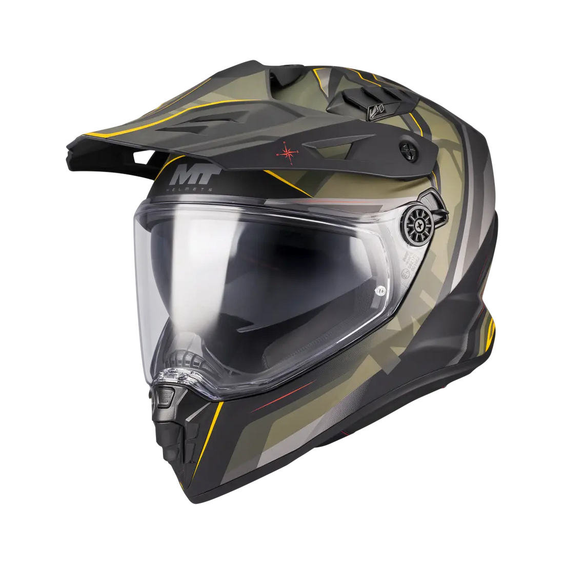 MT Helmet Track SV Questor B6 Matt Khaki / Yellow