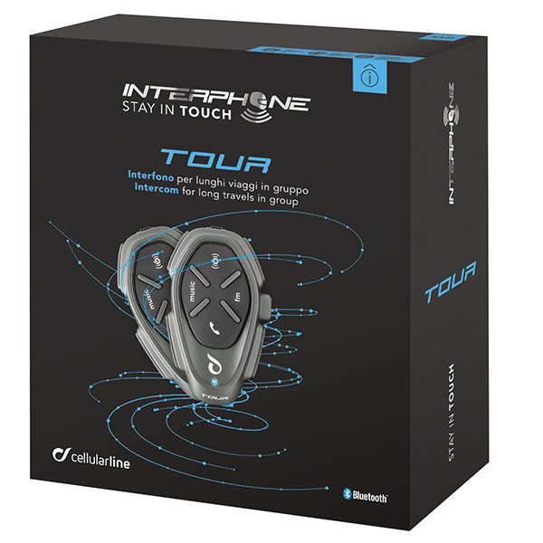 Interphone Tour HD Twin Pack Bluetooth Intercom System Black - FREE UK Shipping, FREE 365 Day Returns | Moto Central