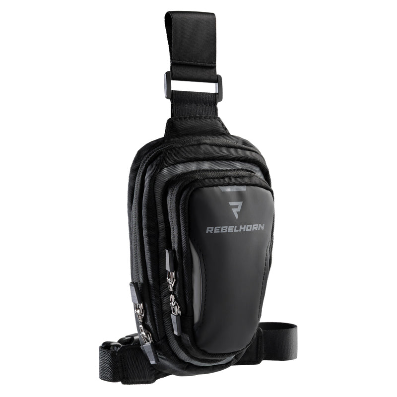 Rebelhorn Hip 2 Leg Bag Black / Grey FREE UK Delivery, FREE 365 Day Returns | Moto Central