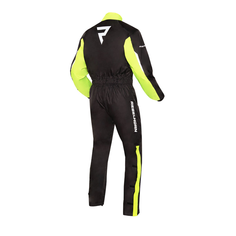 Rebelhorn Travel Waterproof Over Suit Black / Fluo Yellow FREE UK Delivery, FREE 365 Day Returns | Moto Central