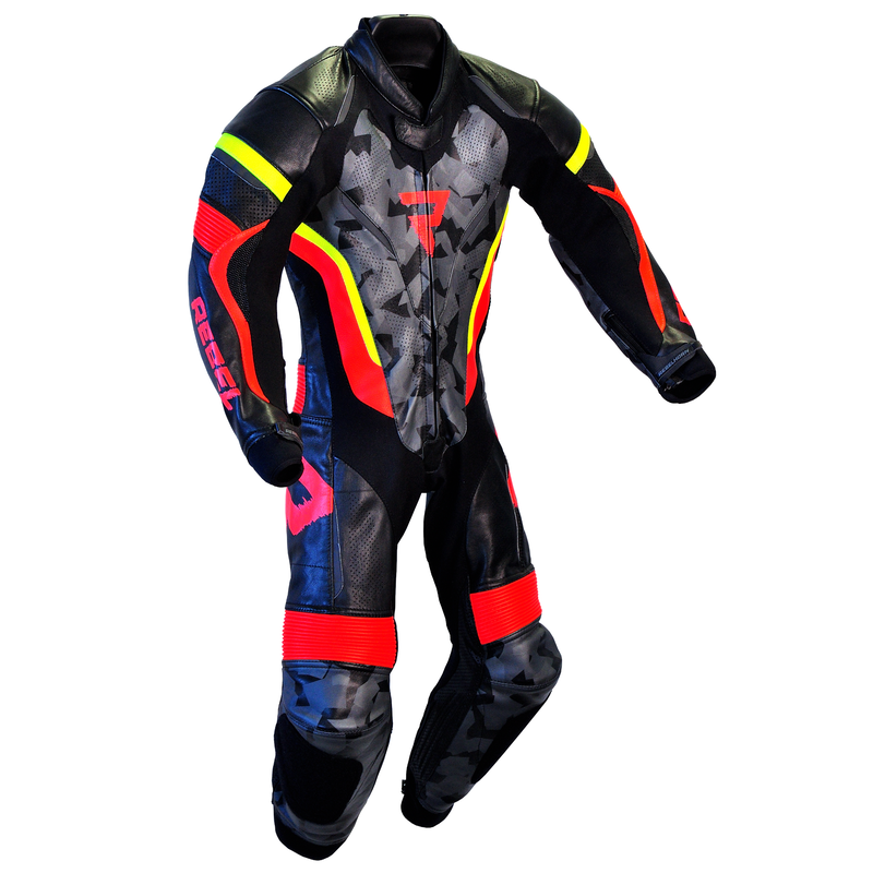 Rebelhorn Rebel Junior One Piece Suit Black / Fluo Red / Fluo Yellow FREE UK Delivery, FREE 365 Day Returns | Moto Central