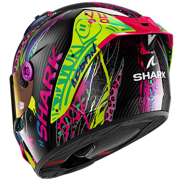 Shark Aeron Fawn Carbon / Violet / Yellow - FREE UK Shipping, FREE 365 Day Returns | Moto Central
