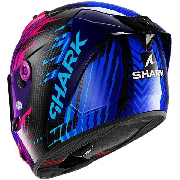 Shark Aeron Edgy Carbon / Blue / Purple - FREE UK Shipping, FREE 365 Day Returns | Moto Central