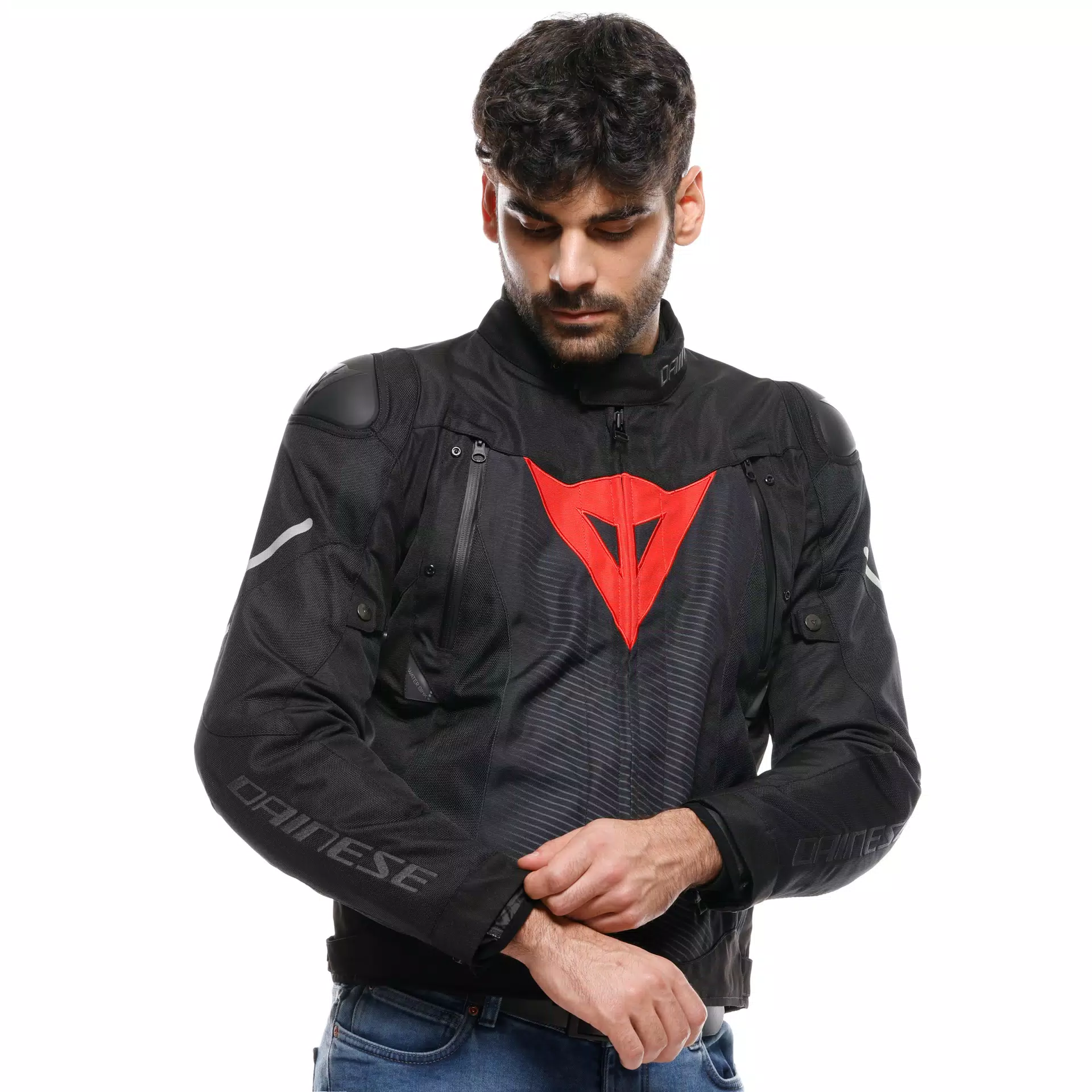 Dainese Super Sprint D-Dry Textile Jacket Black / Lava Red