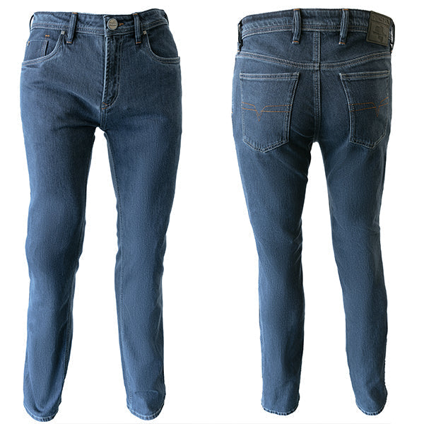 Richa Carter Riding Denim Jeans Stone Wash Blue