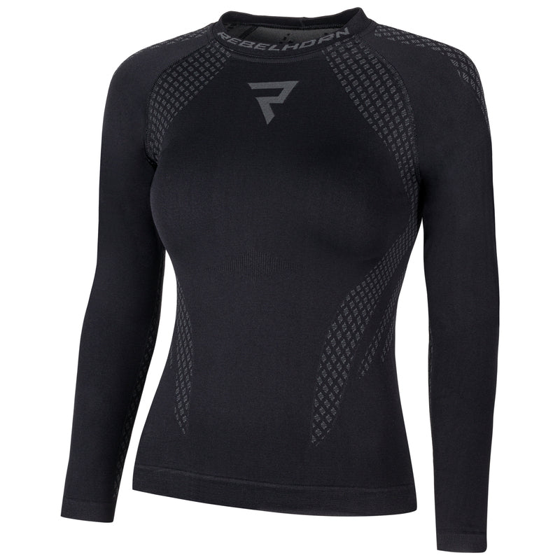 Rebelhorn Active 2 Ladies Thermoactive Long Sleeves T-Shirt Black / Grey FREE UK Delivery, FREE 365 Day Returns | Moto Central