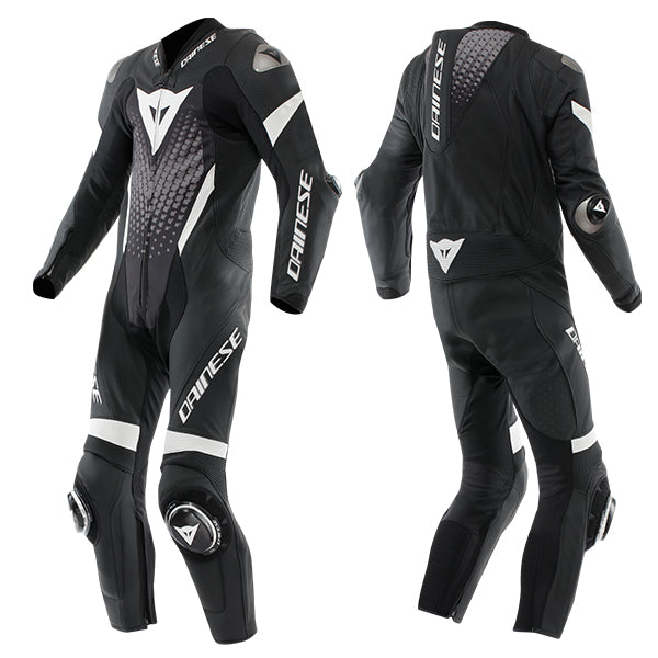 Dainese Laguna Seca 6 Perforated 1 Piece Leather Suit Black / White / Anthracite - FREE UK Shipping, FREE 365 Day Returns | Moto Central