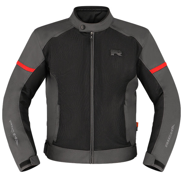 Richa Auyan Waterproof Textile Jacket Black / Grey / Red  - FREE UK Shipping, FREE 365 Day Returns | Moto Central