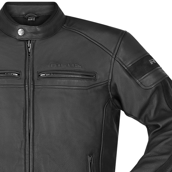 Richa Retro Racing Black Edition Leather Jacket Black  - FREE UK Shipping, FREE 365 Day Returns | Moto Central