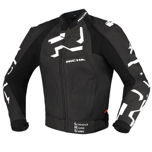 Richa Stradale Leather Jacket Black / White  - FREE UK Shipping, FREE 365 Day Returns | Moto Central