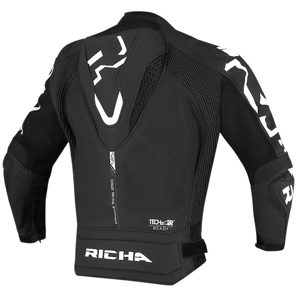 Richa Stradale Leather Jacket Black / White  - FREE UK Shipping, FREE 365 Day Returns | Moto Central