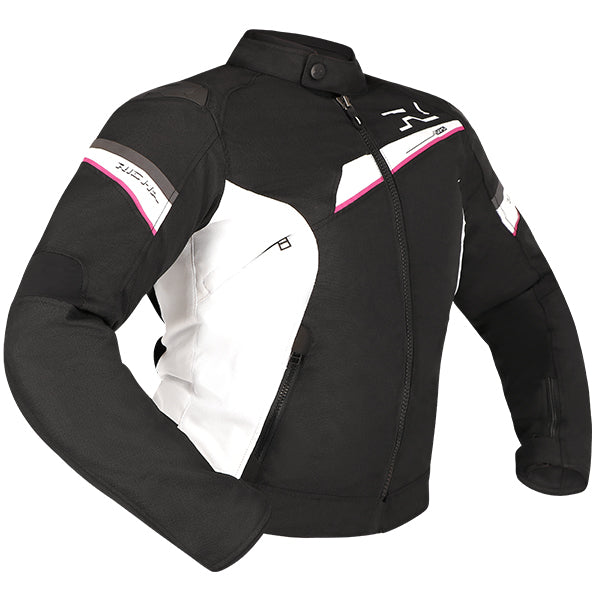 Richa Gotham 3 Ladies Waterproof Textile Jacket Black / White / Fuchsia  - FREE UK Shipping, FREE 365 Day Returns | Moto Central