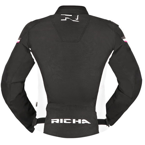 Richa Gotham 3 Ladies Waterproof Textile Jacket Black / White / Fuchsia  - FREE UK Shipping, FREE 365 Day Returns | Moto Central
