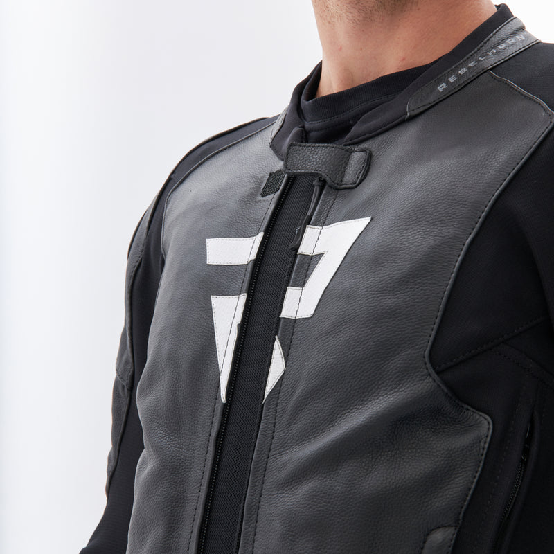 Rebelhorn Veloce Leather Jacket Black / White FREE UK Delivery, FREE 365 Day Returns | Moto Central
