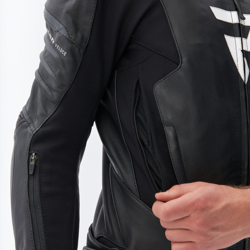 Rebelhorn Veloce Leather Jacket Black / White FREE UK Delivery, FREE 365 Day Returns | Moto Central