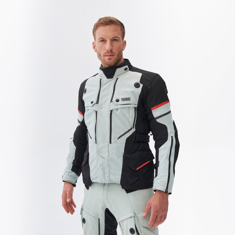 Rebelhorn Range Textile Jacket Grey / Black / Red FREE UK Delivery, FREE 365 Day Returns | Moto Central