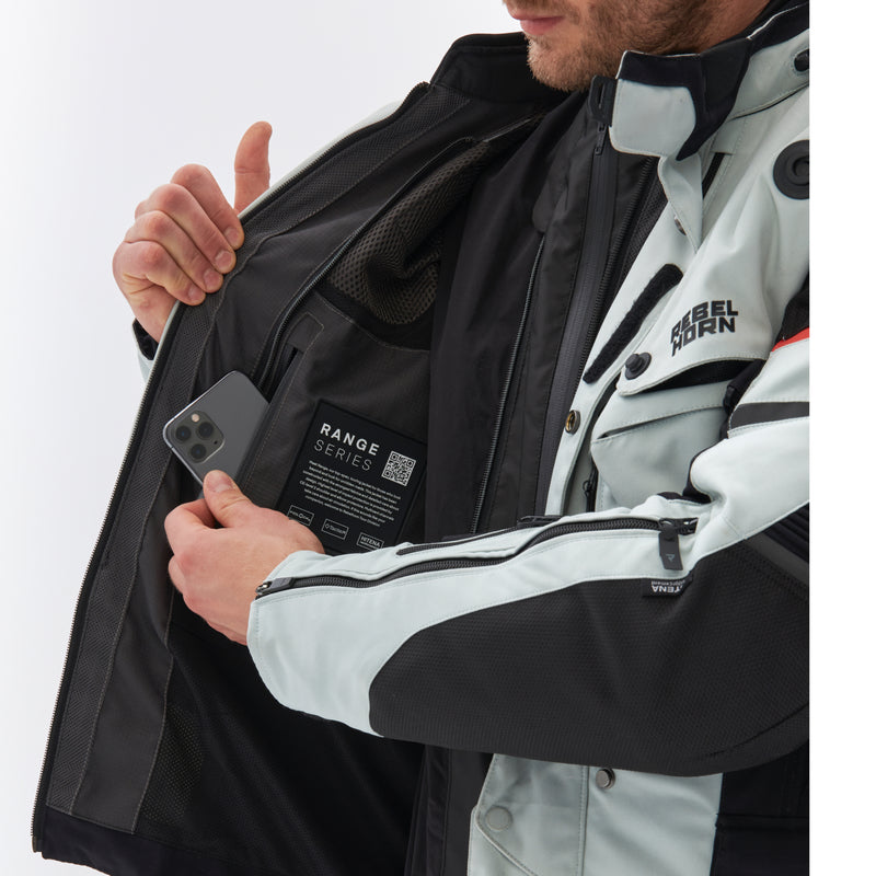 Rebelhorn Range Textile Jacket Grey / Black / Red FREE UK Delivery, FREE 365 Day Returns | Moto Central