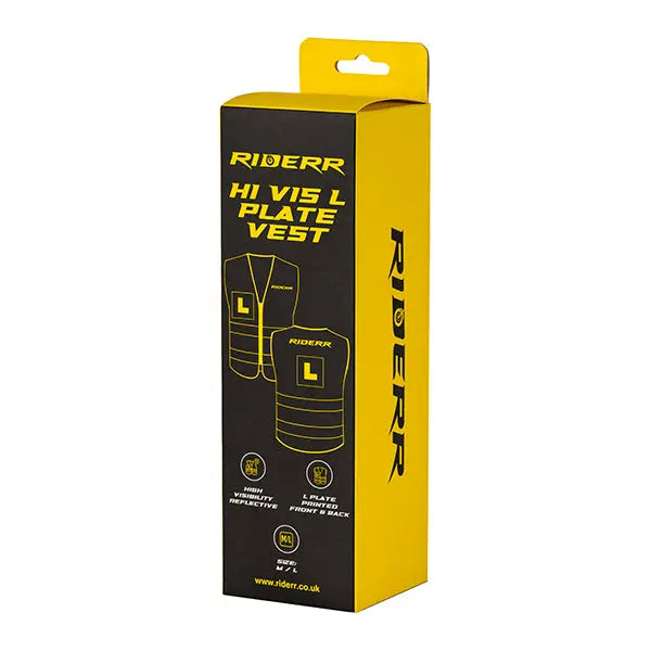 Riderr Hi Vis L Plate Vest FREE UK Delivery, FREE 365 Day Returns | Moto Central