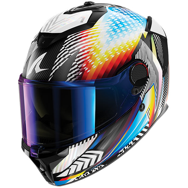 Shark Spartan GT PRO Carbon Sthyr Black / White / Rainbow FREE UK Delivery, FREE 365 Day Returns | Moto Central