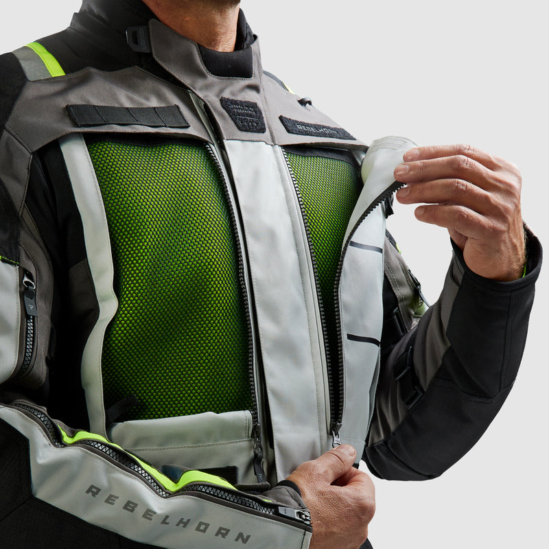 Rebelhorn Cubby 5 Textile Jacket Black / Grey / Fluo Yellow FREE UK Delivery, FREE 365 Day Returns | Moto Central